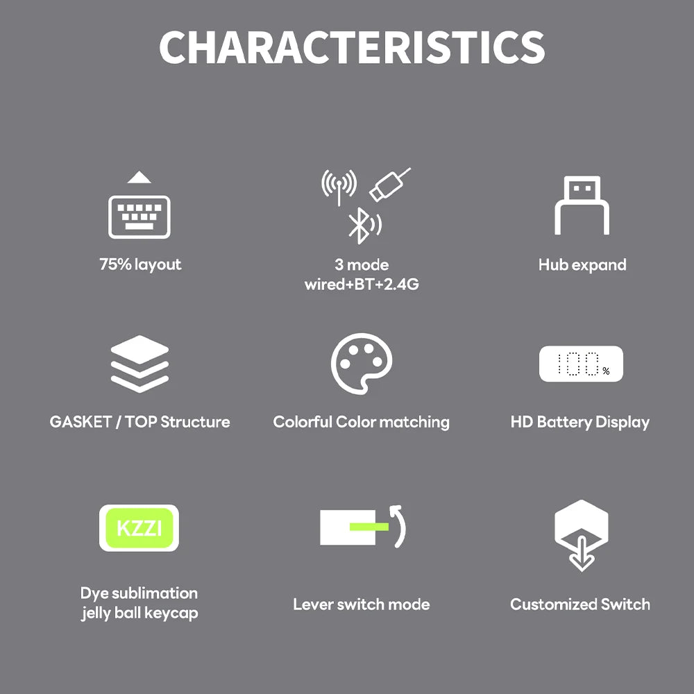 Teclado mecánico inalámbrico Bluetooth KZZI K75PRO