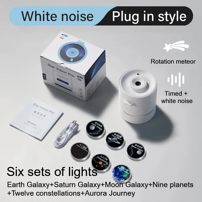 Proyector de luz nocturna USB con efecto de estrellas, rotación de 360°