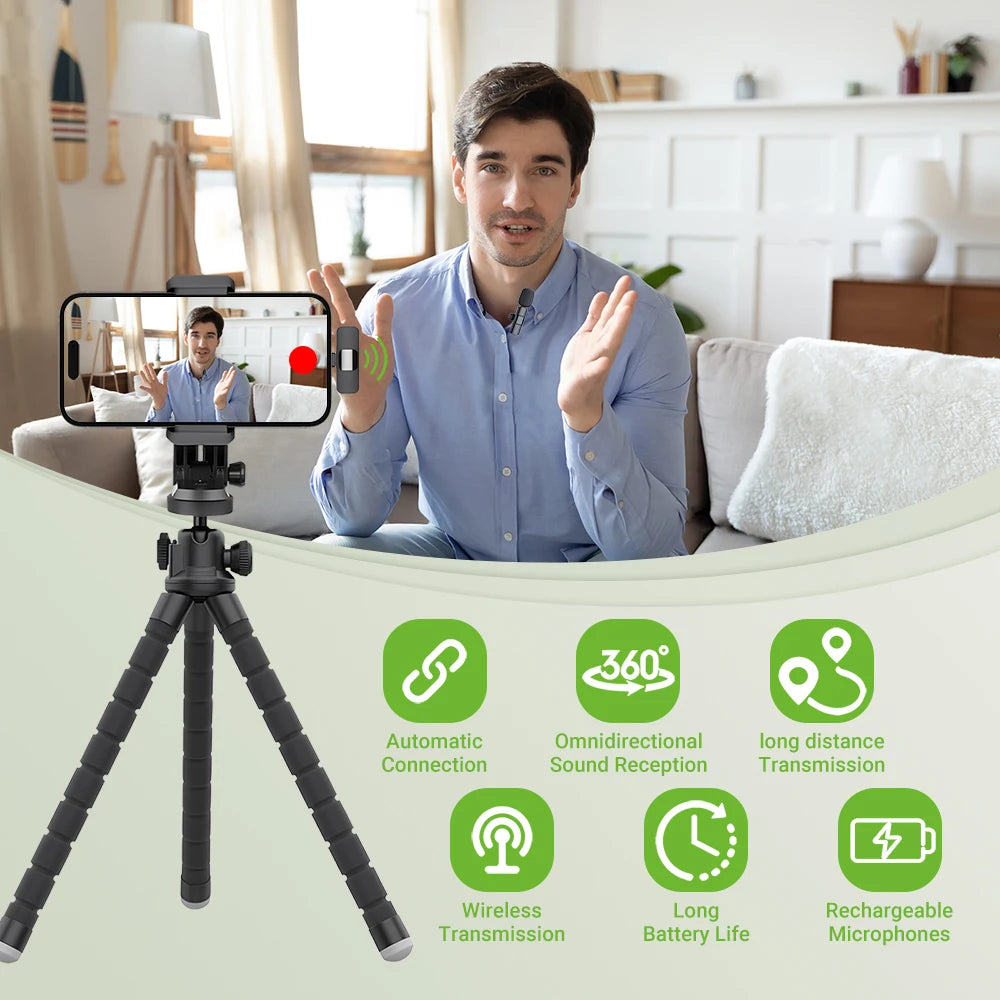 Micrófono inalámbrico de solapa Basix 2.4G portátil para grabación de audio y video.