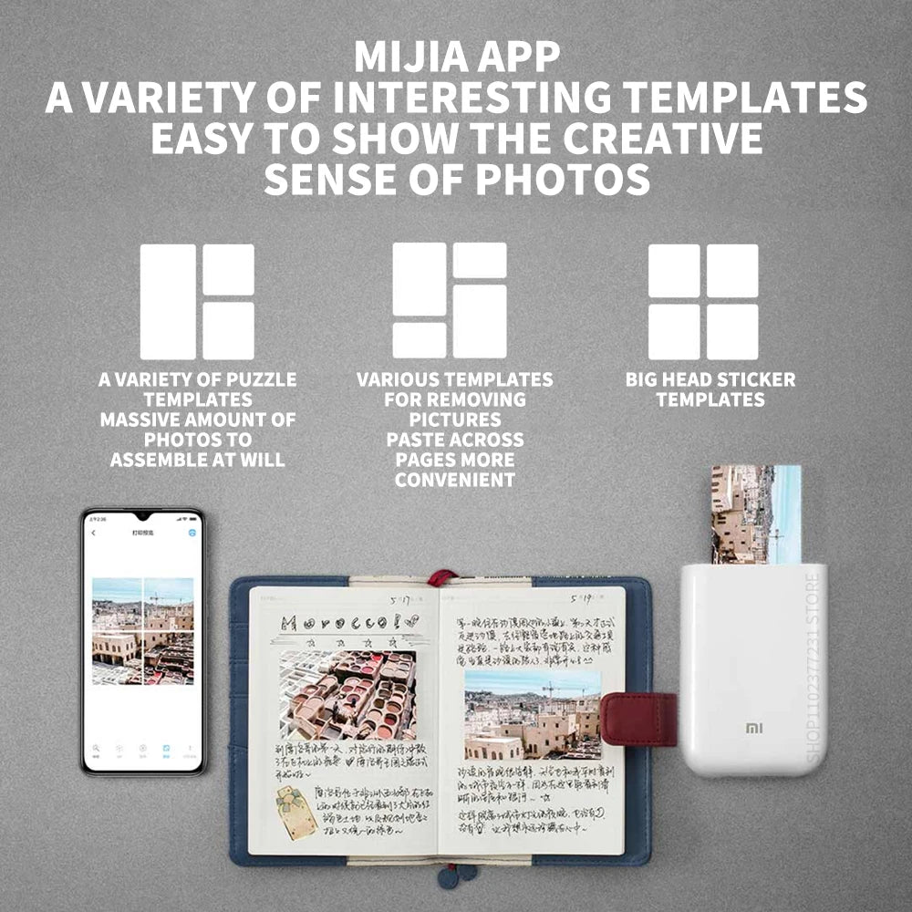 Impresora fotográfica portátil Xiaomi AR Printer de 300 ppp con función DIY Share y batería de 500 mAh.