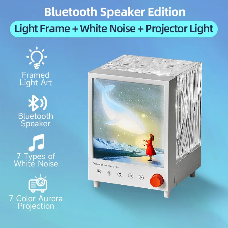Proyector Aurora Box, luz nocturna, Bluetooth, luz ambiental con ruido blanco