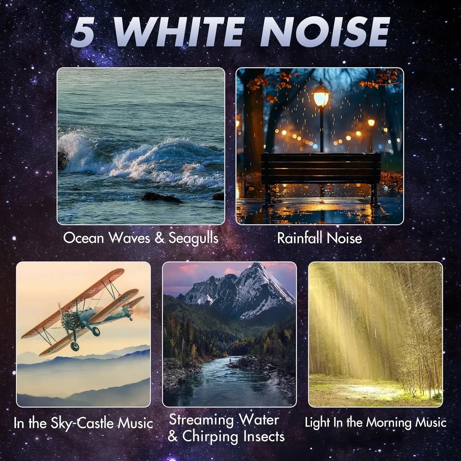 Proyector de luz nocturna USB con efecto de estrellas, rotación de 360°